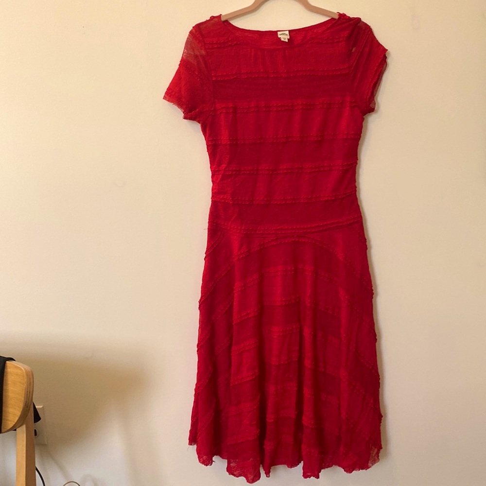 Red Lace Midi dress